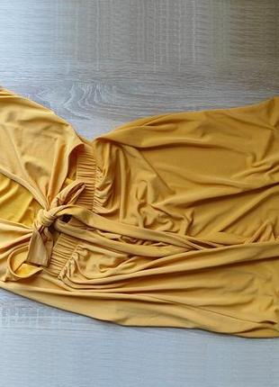 Женское желтое однотонное платье миди mango4 фото