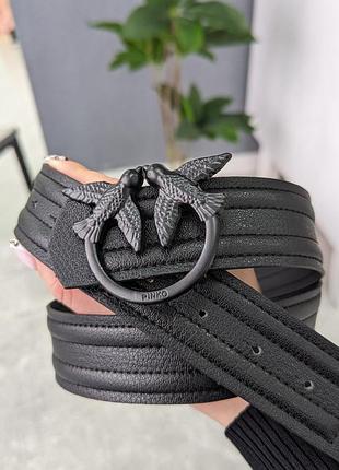 Жіночий чорний бежевий ремінь еко-шкіра