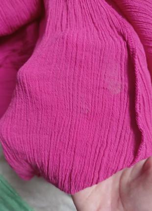 Платье туника летнее пляжное макси миди на пуговицах фуксия розовое в стиле барби barbie рубашка3 фото