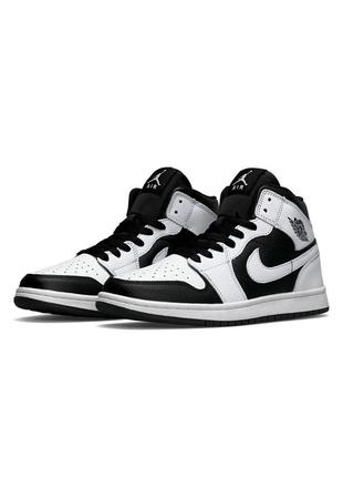 Кожаные бело-черные кроссовки nike air jordan 1 retro hd white black 37 размер оригинал