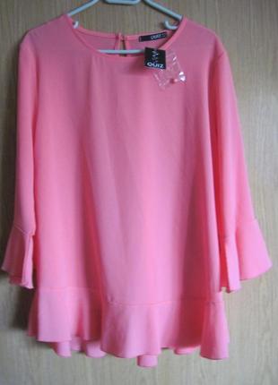 Новая коралловая блузка "quiz" р. 52