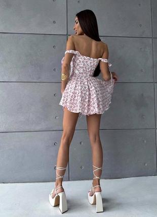 Чарівний яскравий літній комбінезон - сукня софт з шортами принтований якісний2 фото