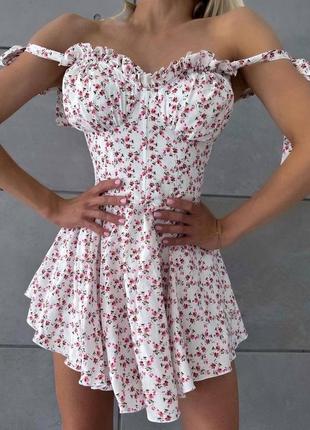 Чарівний яскравий літній комбінезон - сукня софт з шортами принтований якісний4 фото