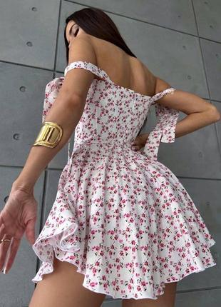 Чарівний яскравий літній комбінезон - сукня софт з шортами принтований якісний5 фото