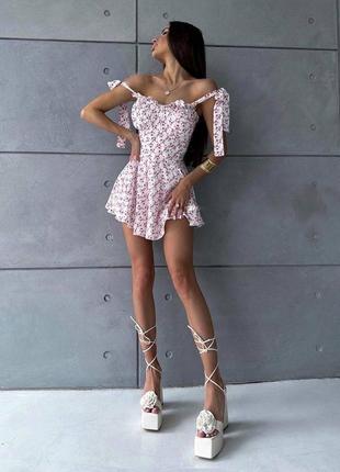 Чарівний яскравий літній комбінезон - сукня софт з шортами принтований якісний7 фото