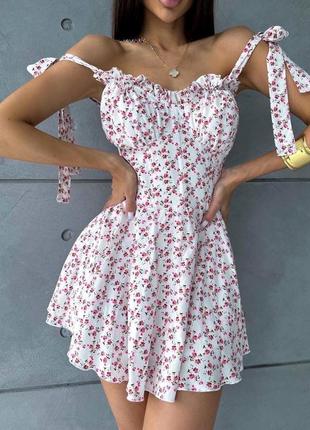 Чарівний яскравий літній комбінезон - сукня софт з шортами принтований якісний9 фото