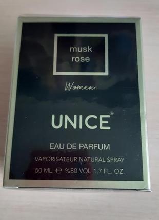 Женская парфюмированная вода unice юнайс musk rose, 50 мл