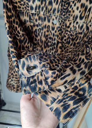 Женская, рубашка льняная.куртка льняная. леопардовый принт. плотная рубашка. saint tropez. лен.6 фото