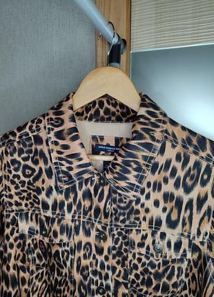 Женская, рубашка льняная.куртка льняная. леопардовый принт. плотная рубашка. saint tropez. лен.9 фото