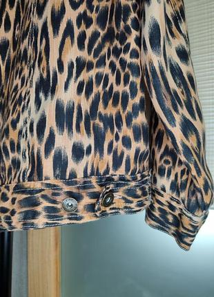 Женская, рубашка льняная.куртка льняная. леопардовый принт. плотная рубашка. saint tropez. лен.7 фото