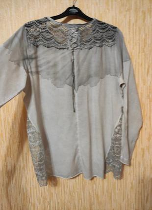 Натуральна бавовняна блуза котон з довгими рукавами р.50