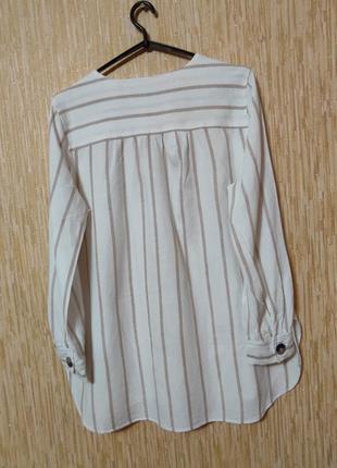 Женская льняная блуза рубашка с длинными рукавами р.52/uk164 фото