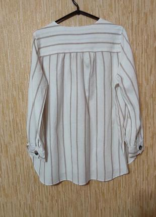 Женская льняная блуза рубашка с длинными рукавами р.52/uk163 фото