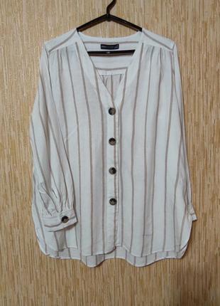 Женская льняная блуза рубашка с длинными рукавами р.52/uk165 фото