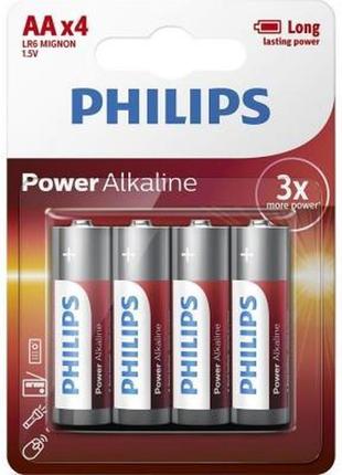 Батарейка philips aa lr6 power alkaline * 4 (lr6p4b/10)