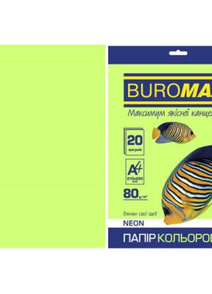 Бумага buromax а4, 80g, neon green, 20sh (bm.2721520-04)