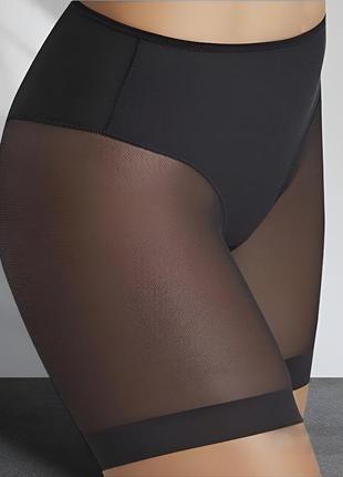 Жіночі шорти моделюючі панталони з утяжкою животика проти натирання з середньою посадкою сітчасті чорні vt-33