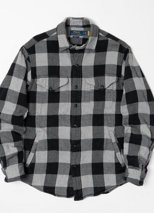 Polo ralph lauren grey flannel check classic fit work overshirt чоловіча сорочка