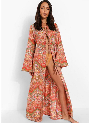 Boohoo* друковане максі пляжне кімоно платье