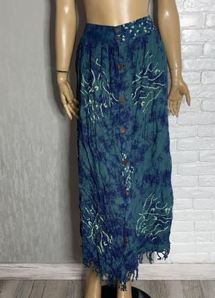 Оригинальная юбка на пуговицах юбка с бахромой в принт варочная варенка