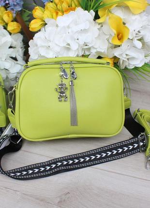 Женская стильная и качественная сумка из эко кожи лайм4 фото