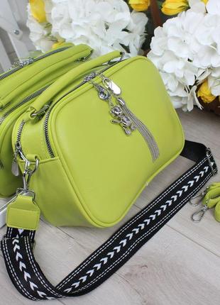 Женская стильная и качественная сумка из эко кожи лайм2 фото