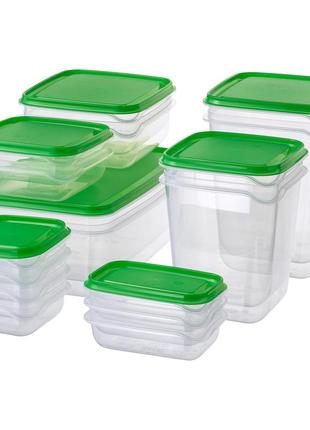 Набір контейнерів для зберігання ikea pruta 17 шт. зелені 601.496.73