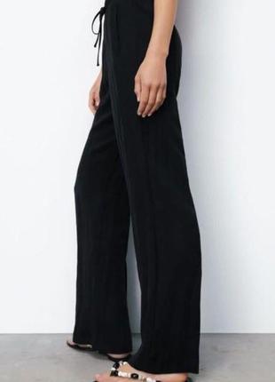 Штани чорні жатка zara textured straight leg pants2 фото