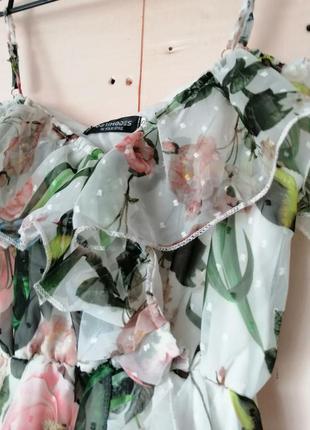 Легка повітряна сукня з ефектом запаху відкриті плечі шифон5 фото
