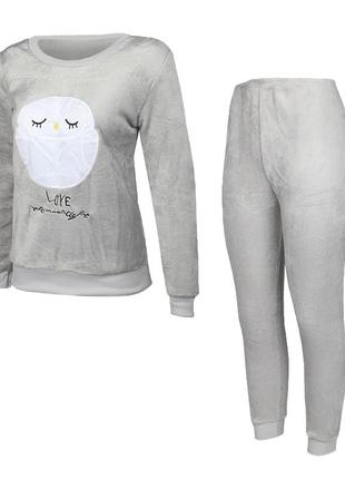 Женская пижама lesko owl gray l костюм для дома dm_11 vt-33