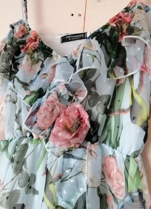Легка повітряна сукня з ефектом запаху відкриті плечі шифон7 фото