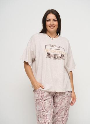 Піжама жіеоча з капрами та футболкою trendsetter 36055 розмір 2xl, 3xl, 4xl, 5xl