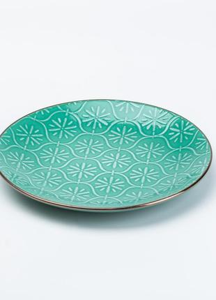 Набор керамической посуды с чашками на 4 персоны зеленого цвета (16 предметов) столовый сервиз для дома4 фото