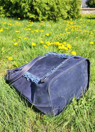 3 в 1 жіноча сумка-трансформер з натуральної шкіри та джинсу, рюкзак, кросбоді10 фото