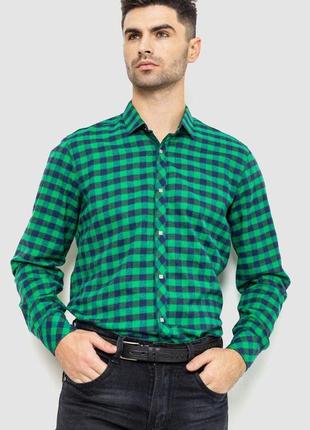 Рубашка мужская в клетку байковая, цвет зелено-синий, 214r15-31-002