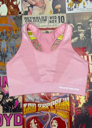 Акция 24 часа! топ skechers скетчерс розовый с чашечками спортивный топик короткий майка