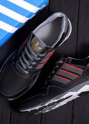 Мужские кожаные кроссовки adidas tech flex black10 фото