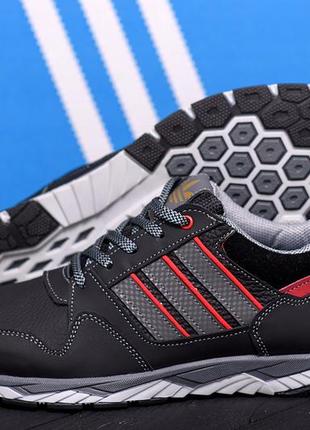 Мужские кожаные кроссовки adidas tech flex black7 фото