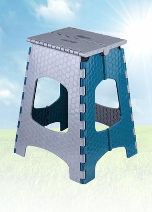 Стільчик розкладний пластиковий квадратний eco fabric ct-002 сіро-блакитний