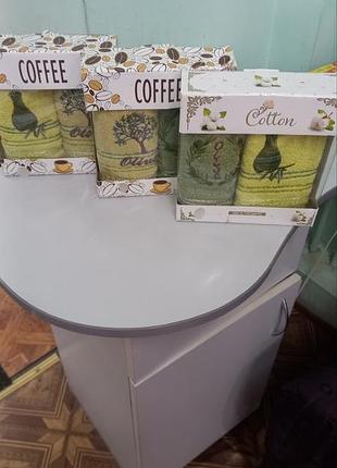 Набір кухонних бавовняних махрових рушників. рушник кухня оливка