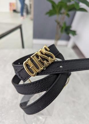 Жіночий трендовий вузький ремінь коричневий білий чорний в стилі guess еко-шкіра4 фото