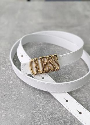 Жіночий трендовий вузький ремінь коричневий білий чорний в стилі guess еко-шкіра6 фото