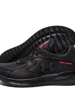 Мужские кожаные кроссовки under armour black