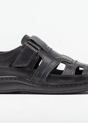 Чоловічі шкіряні літні туфлі comfort black leather