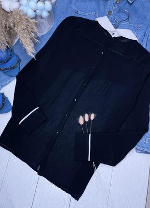 Чёрная шифоновая рубашка zara xs рубашка с пуговицами на спине блуза зара рубашка5 фото