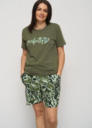 Піжама жіноча з шортами і футболкою perfectly розмір l, xl, 2xl, 3xl