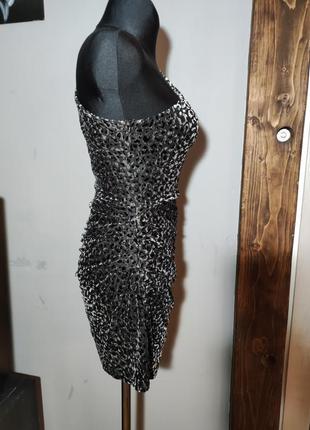 Тренд бархатне плаття asos design платье на одно плечо плече леопард принт гепард8 фото