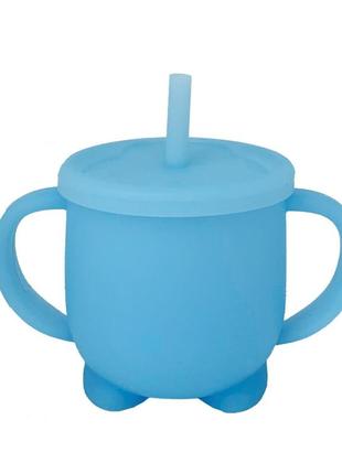 Силіконова чашка-поїлка з кришкою mgz-0302(blue) 200 мл