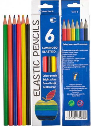 Дитячі олівці для малювання cr755-6 luminoso elastico "с", 6 кольорів