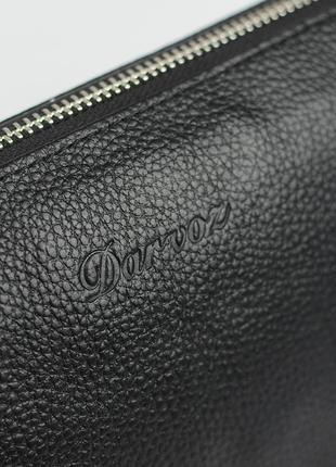 Чоловічий класичний шкіряний діловий клатч гаманець на блискавці з кистьовою ручкою9 фото